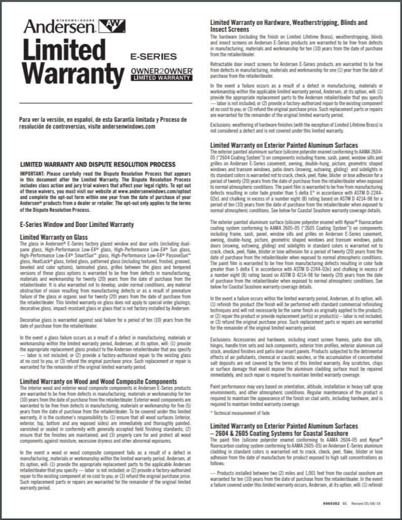 Do Andersen Windows Have A Lifetime Warranty? | RGB Construction