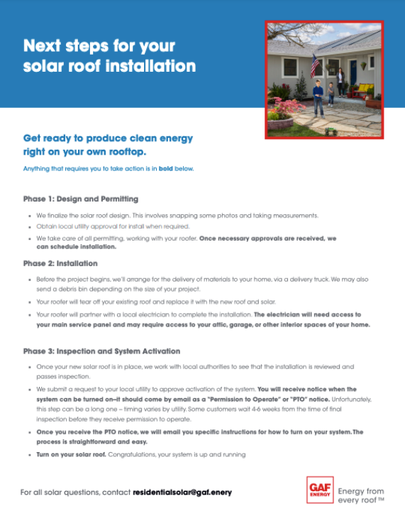 Next Steps For Your Solar Roof Installation