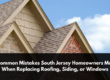 Close-up of poorly installed shingles on a South Jersey home, showing uneven rows and gaps. One of the common mistakes South Jersey homeowners can make.