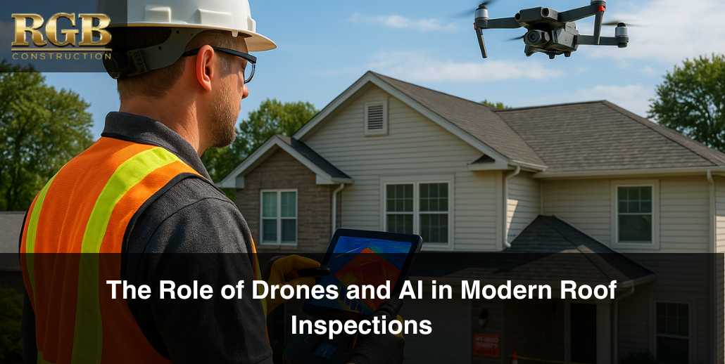 A roofing contractor conducting a drone roof inspection