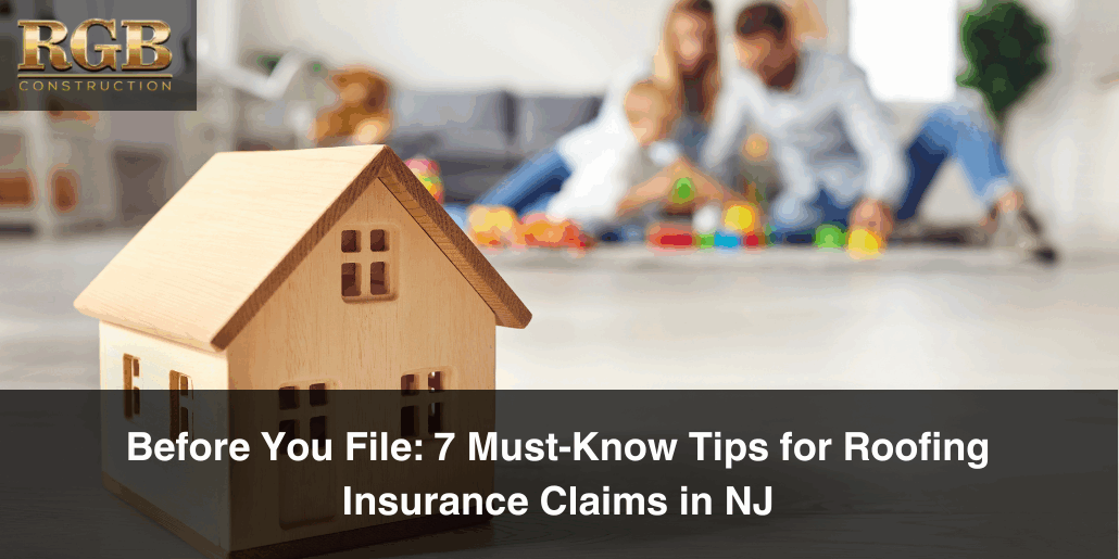 A cardboard house and family behind it, showing that roofing insurance claims in NJ can be a simultaneously big and small issue.
