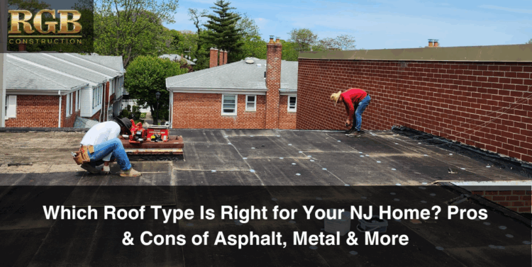 A roofer working on a roof after helping you decide which roof type for your NJ home is right.