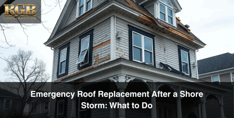 A Cape May house battered by a storm and in need of emergency roof replacement