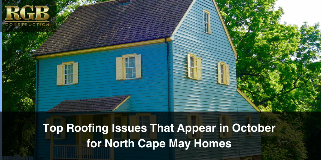 Top Roofing Issues That Appear in October for North Cape May Homes A North Cape May roof that may be experiencing the top roofing issues in October, judging by the mold and algae and wear