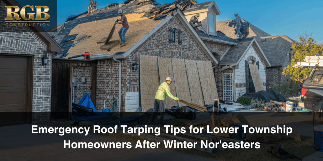 A team that had previously placed emergency roof tarping on a home that was severely damaged.