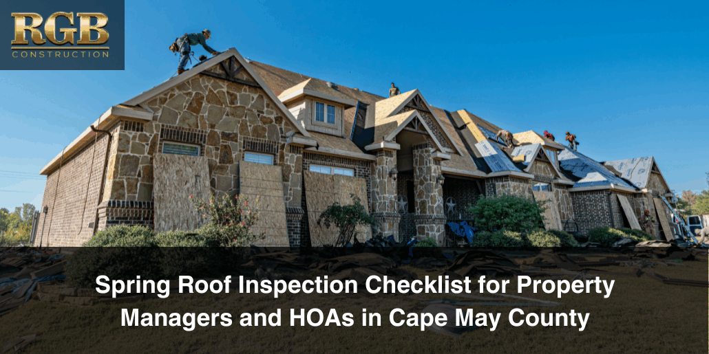 A new home undergoing a spring roof inspection.