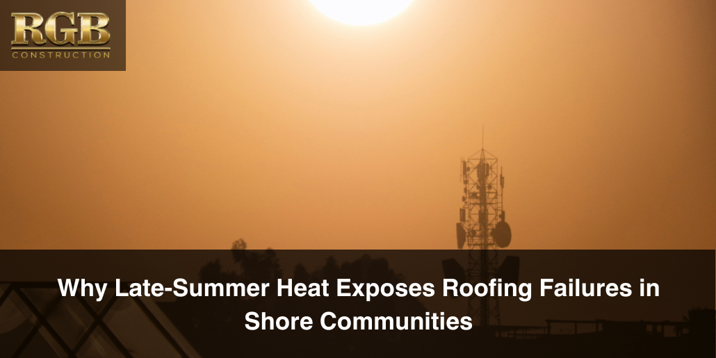Late-summer heat radiating down on roofs. This kind of heat can cause roofing failures that you won't discover until there is an active leak unless you get a roofing inspection.