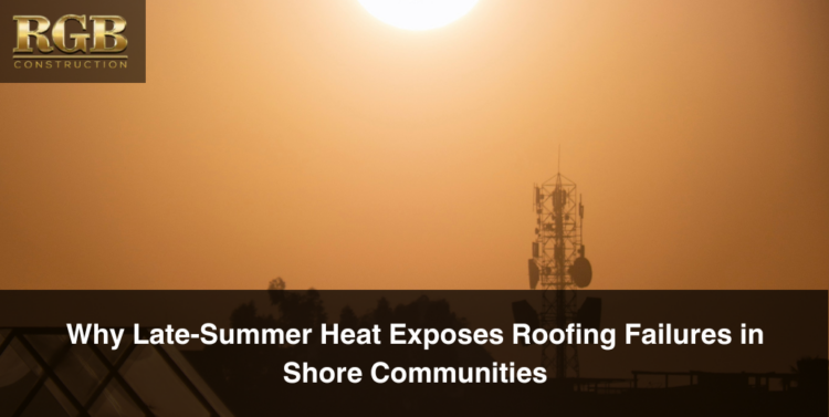 Late-summer heat radiating down on roofs. This kind of heat can cause roofing failures that you won't discover until there is an active leak unless you get a roofing inspection.