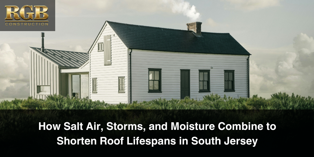 How Salt Air, Storms, and Moisture Combine to Shorten Roof Lifespans in South Jersey A 3D image of a house in South Jersey that is exposed to salt and wind. How will it age?